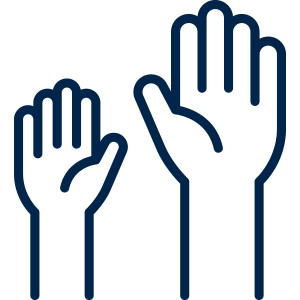 Icon of hands raised