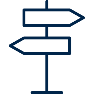 Icon of 2 signposts going in opposite directions